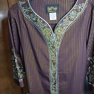 Bob Mackie Wearable Art brown and gold striped tunic